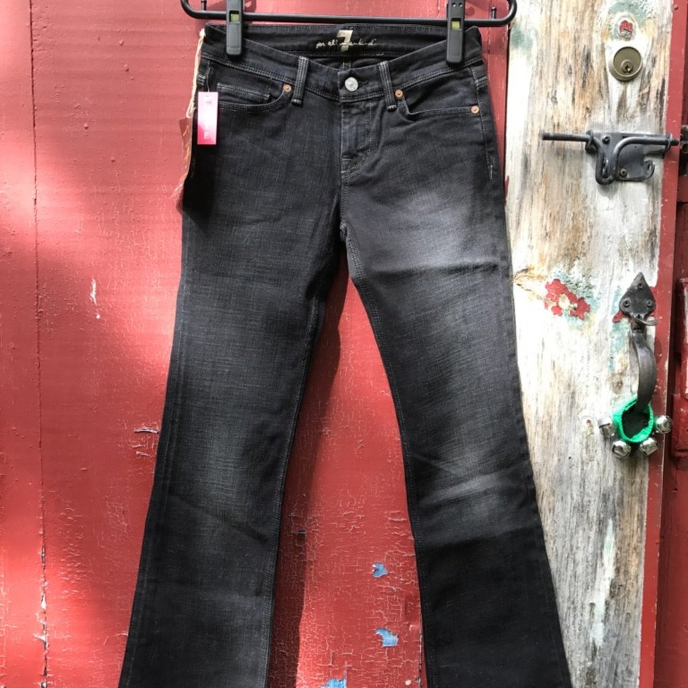 Seven For All Mankind Washed Black Jeans Z Pocket Flynt Low Rise Bootleg Size 25